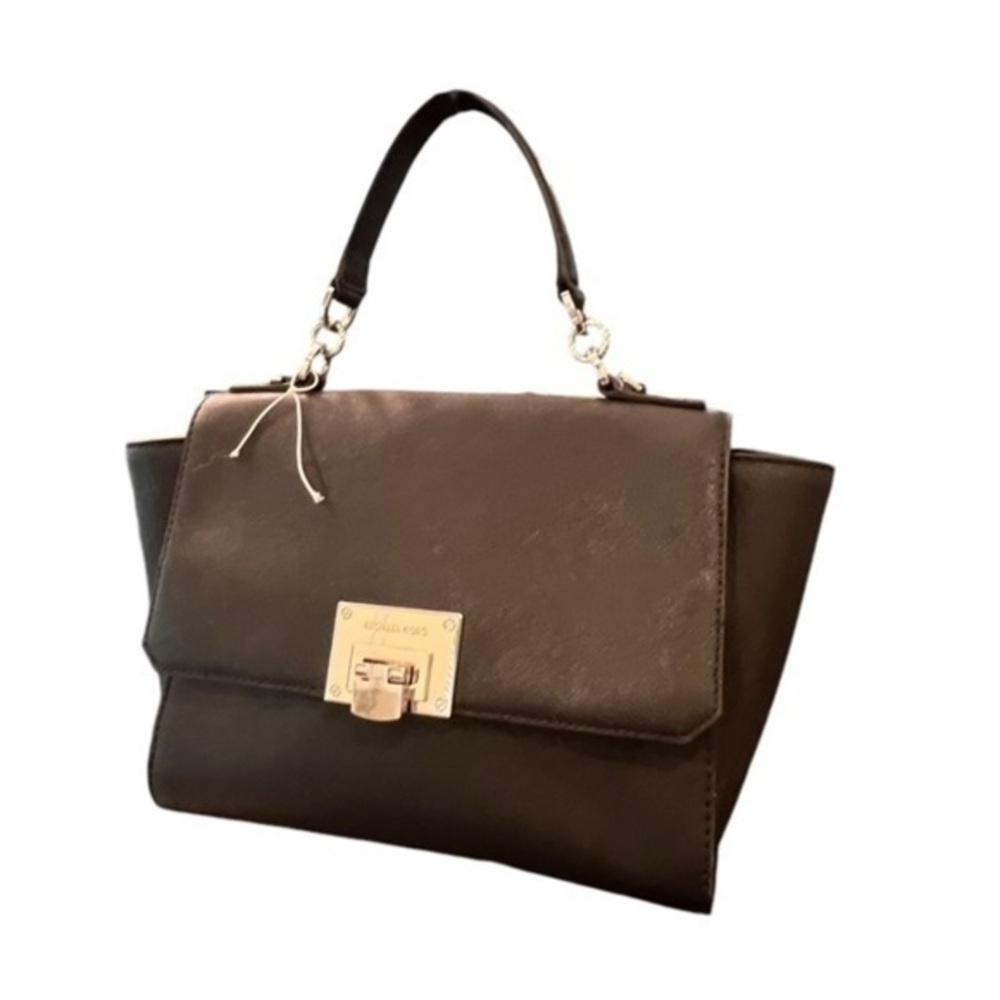 🎉SALE🎉 MICHAEL KORS Talia MK Satchel Black Saffiano Leather Top Handle Dustbag - Picture 3 of 12